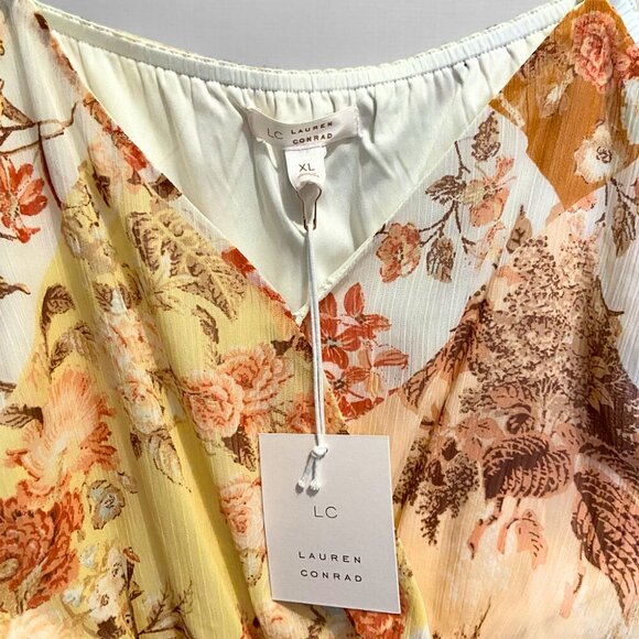 LC Lauren Conrad Strappy Cream Floral Tiered Midi Dress New with Tags - Picture 6 of 10